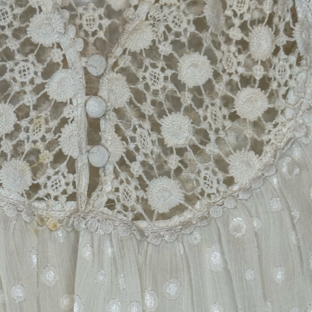 Lilly Mason Bohemia Style Dress Size M Women's with Dip-Dye Cream and Beige Lace - Picture 3 of 11